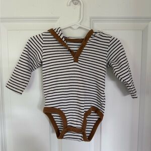 Carter's Black & White Striped Hooded Baby Bodysuit - Size 6 months